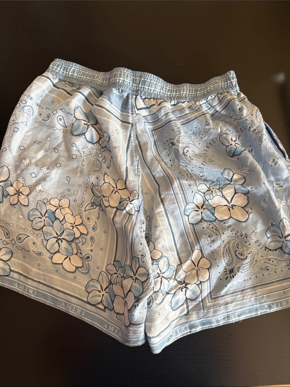 AMIRI Pale Blue Floral Bandana Swim Shorts - Picture 2 of 5